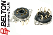 VTB9-ST-2-G: Belton B9A 9-pin valve base, gold plated solder lugs, mount from above
