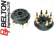 VTB9-PT-G : Belton B9A 9-pin valve base, PCB mount, gold plated