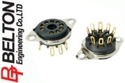 VTB9-ST-1-G: Belton B9A 9-pin valve base, gold plated solder lugs, mount from below