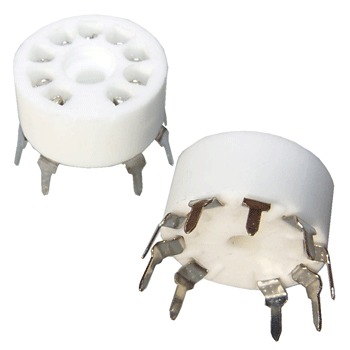 SK9CP18: Matt white ceramic PCB mount B9A valve base