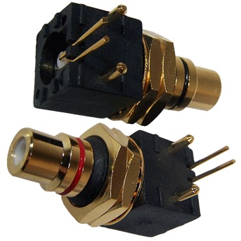 Low cost high quality Right angled gold plated RCA sockets