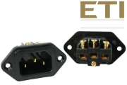 ETI Research Legato Gold-plated IEC Chassis Socket - Screw fit