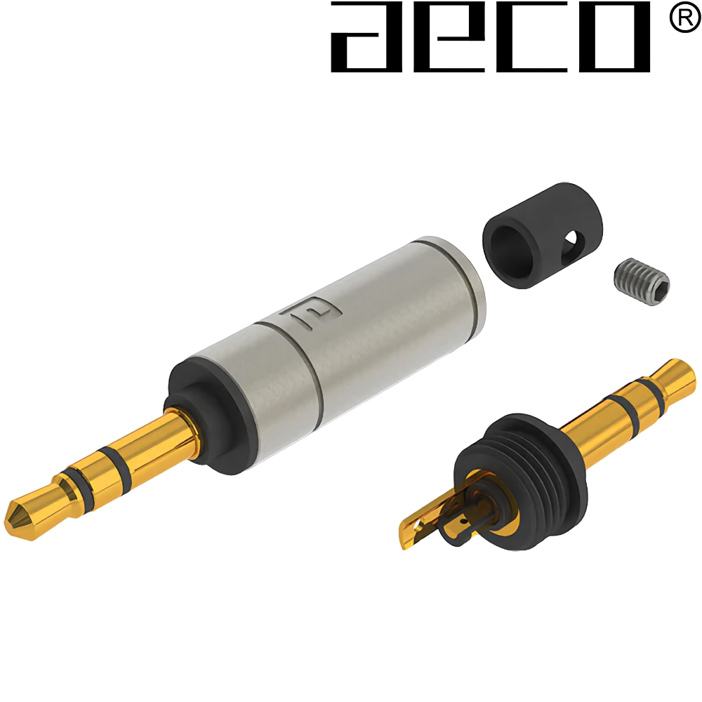 AT3-1351G: AECO 3.5mm Stereo Jack, Tellurium Copper Gold-plated (1 off)