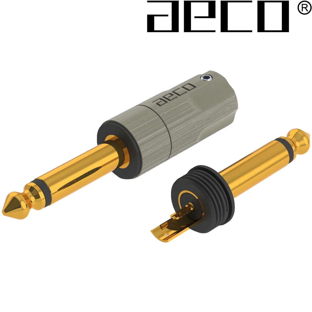 AT6-1221G: AECO 6.3mm Mono Jack, Tellurium Copper Gold-plated (1 off)