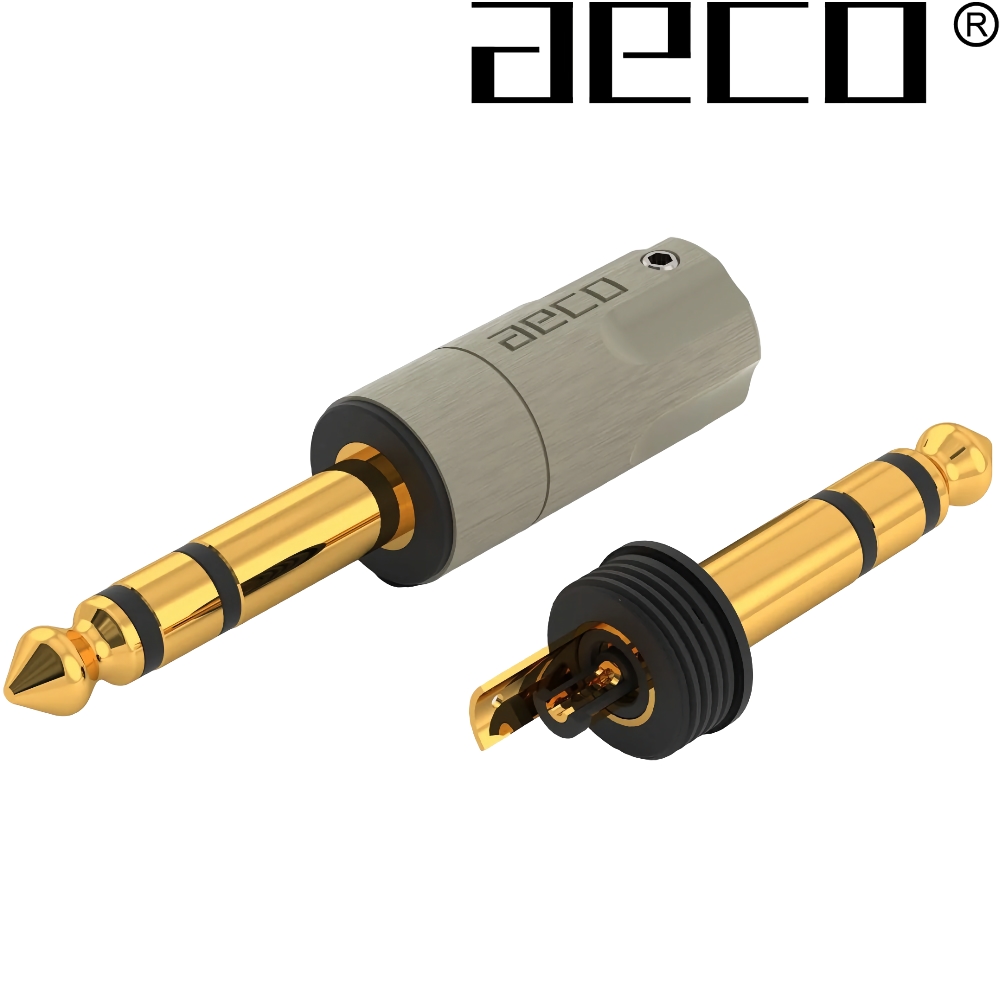 AT6-1231G: AECO 6.3mm Stereo Jack, Tellurium Copper Gold-plated (1 off)