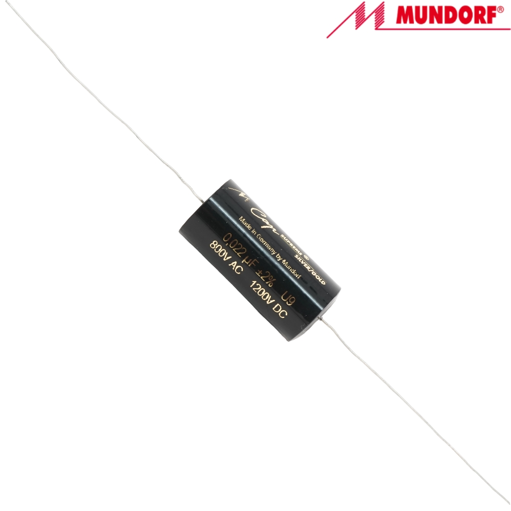 SUPSG-110): 0.022uF 1200Vdc Mundorf MCap Supreme Silver Gold Capacitor - DISCONTINUED