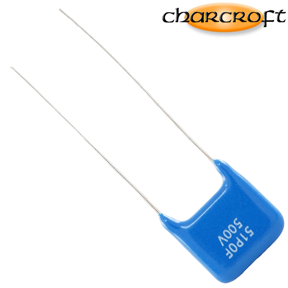 CA1D 51PF: 51pF 500Vdc Charcroft Audio Silver Mica Capacitor