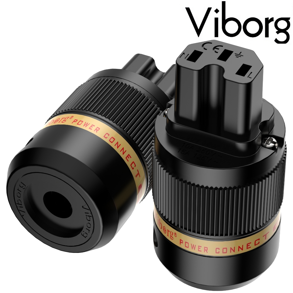 VF501R: Viborg IEC C15 Connector Pure Copper, Rhodium-plated