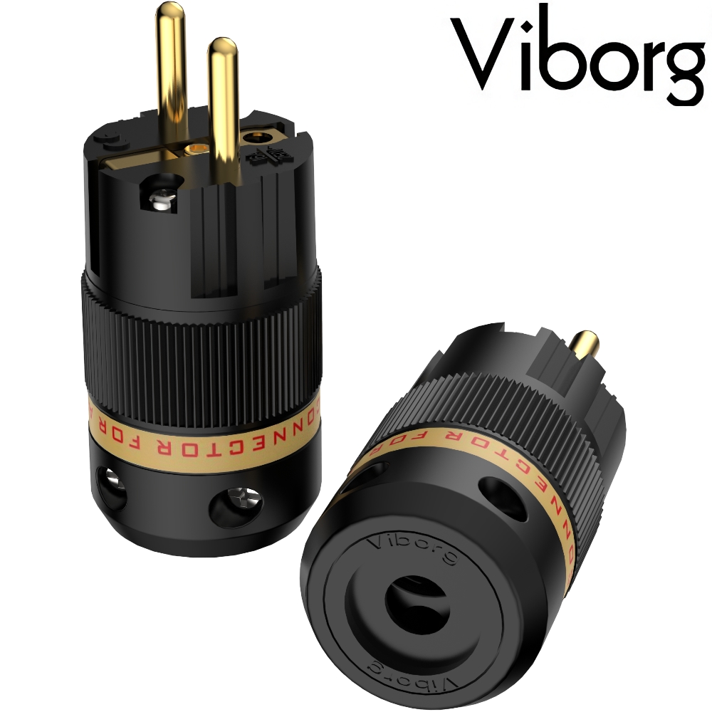 VE501G: Viborg Schuko AC Connector Pure Copper, Gold-plated