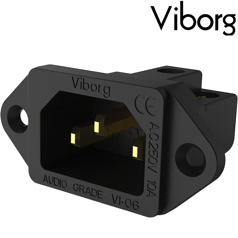 VI06BG: Viborg IEC Inlet socket Pure Copper, Gold-plated