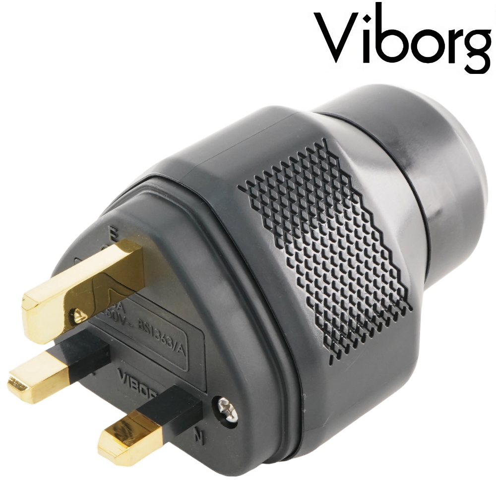 UK01G: Viborg UK Mains Connector Pure Copper, Gold-plated