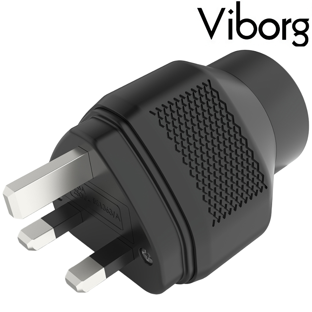 UK01S: Viborg UK Mains Connector Pure Copper, Silver-plated