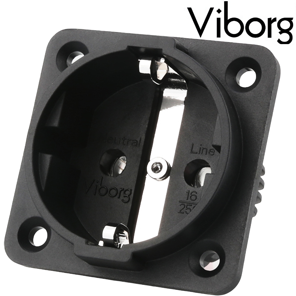 VE01R: Viborg Schuko AC Socket Type F Pure Copper, Rhodium-plated