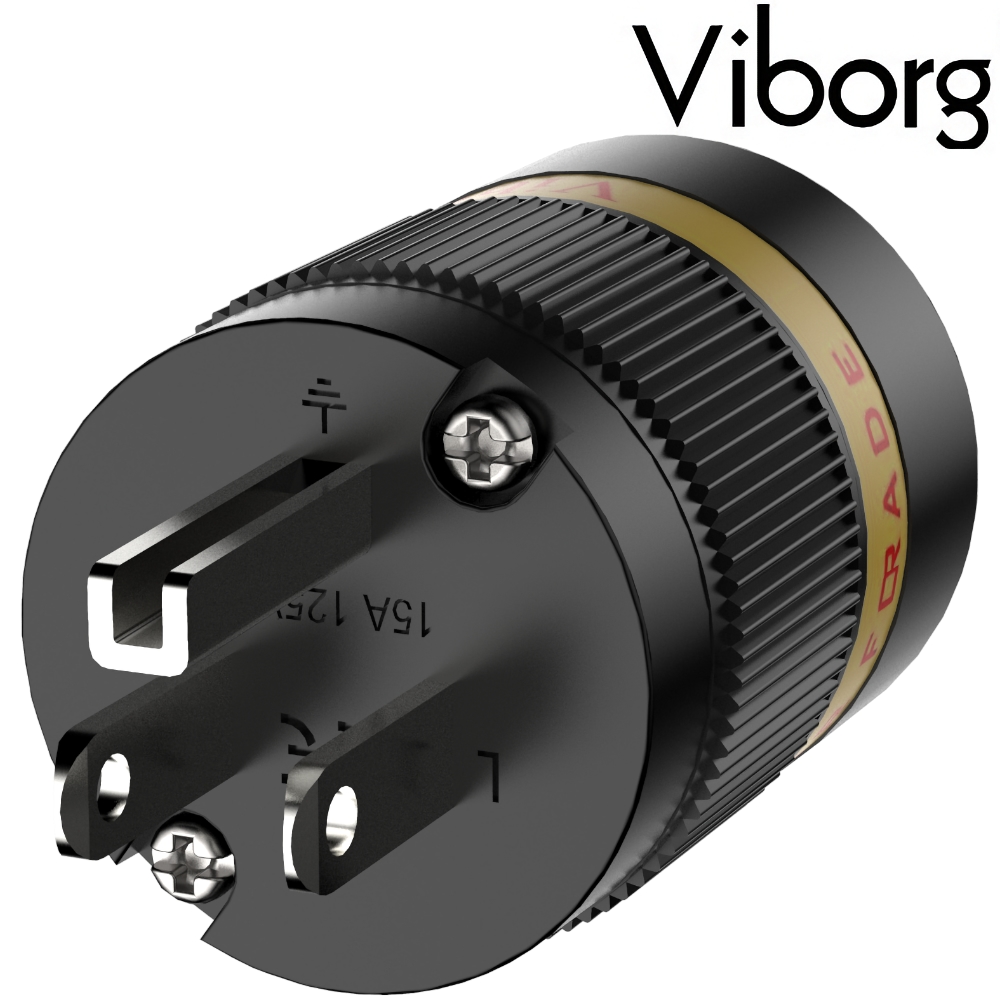 VM501R: Viborg US AC Connector Pure Copper, Rhodium-plated