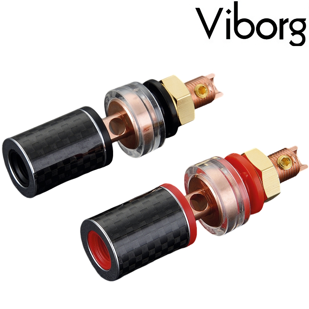 BP604: Viborg Binding post, Carbon fibre, Pure Copper, 45mm (2 pairs)