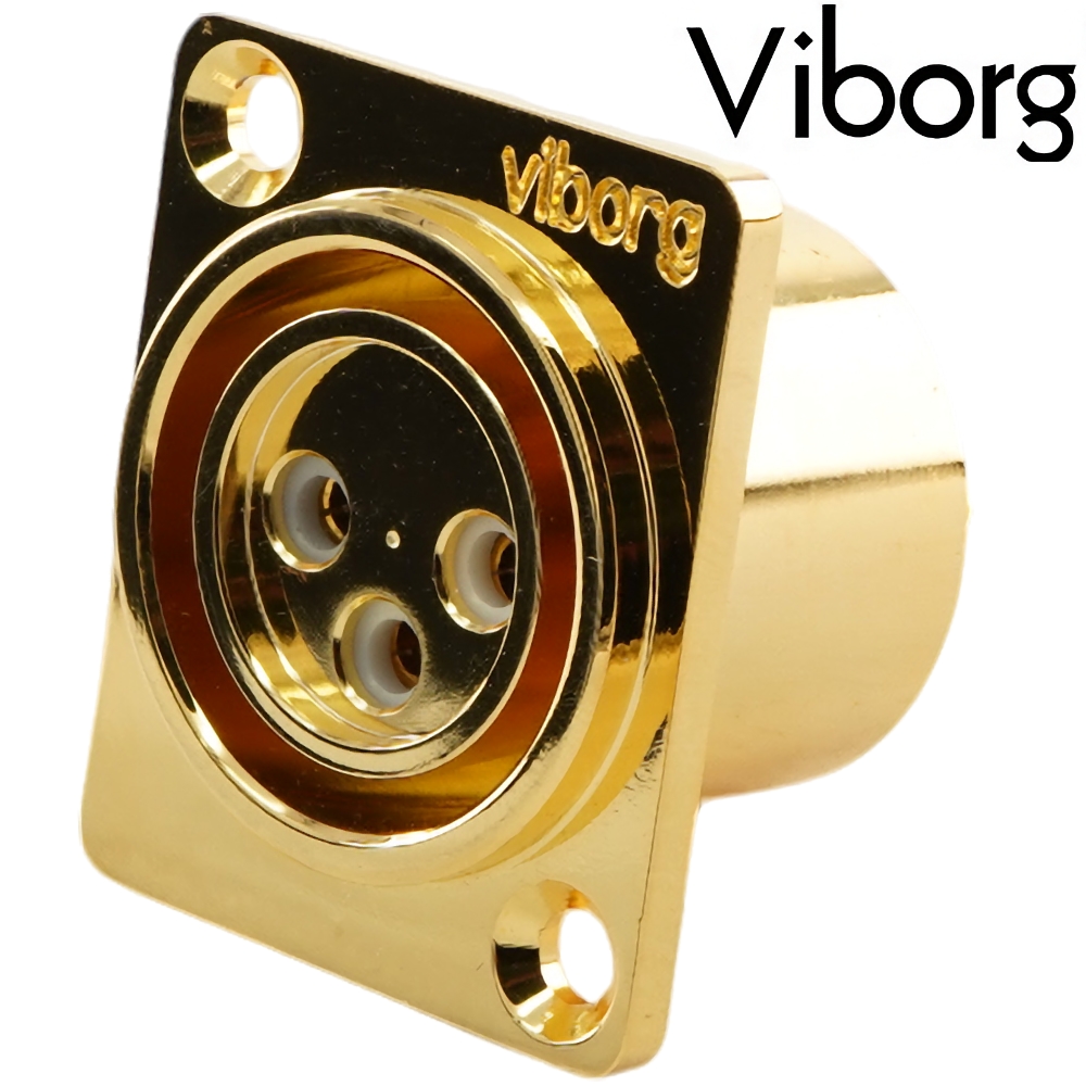 CF203G: Viborg Female XLR Socket Gold-plated (Square)