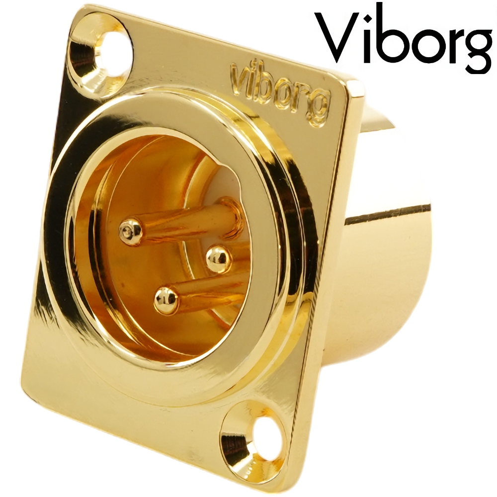 Viborg CM203G Male XLR Socket Gold-plated (Square)