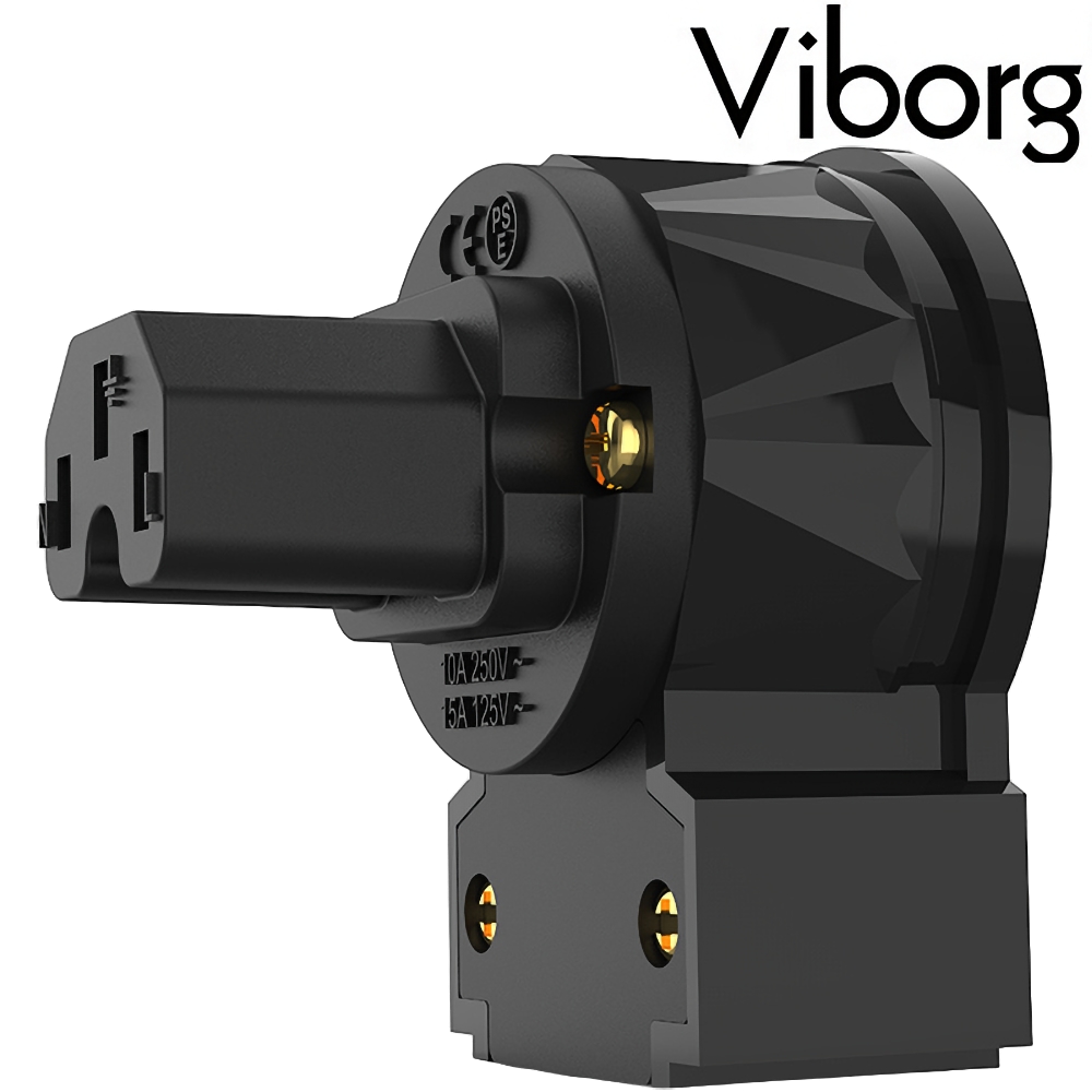 Viborg LF505G IEC C15 Connector 90° Pure Copper, Gold-plated