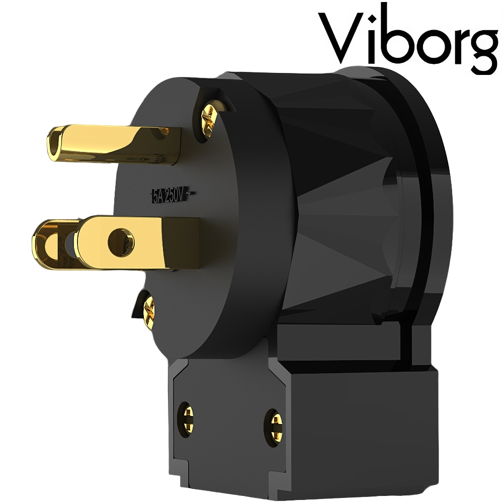 Viborg LM505G US AC Connector 90° Pure Copper, Gold-plated 