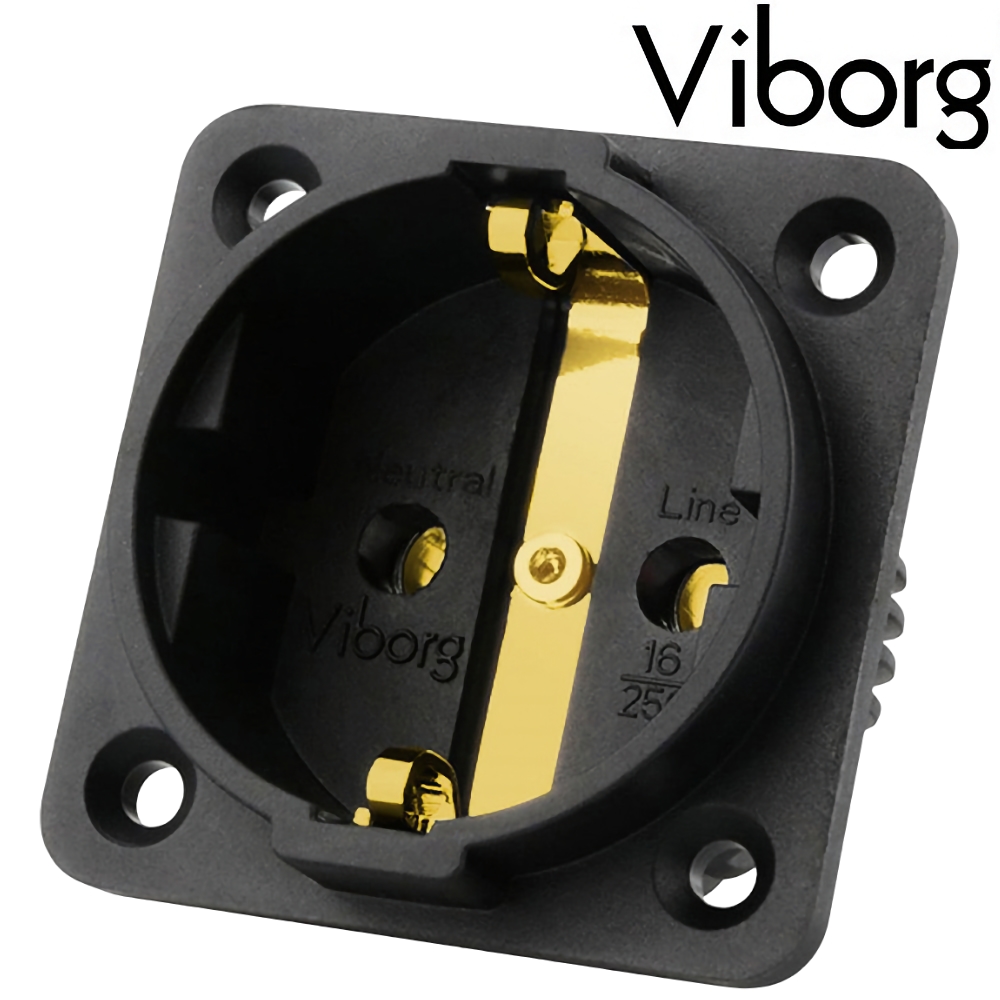 Viborg VE01G Schuko AC Socket Type F Pure Copper, Gold-plated