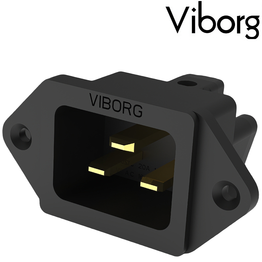 Viborg VI20G 20A, IEC, C20 Inlet socket Pure Copper, Gold-plated