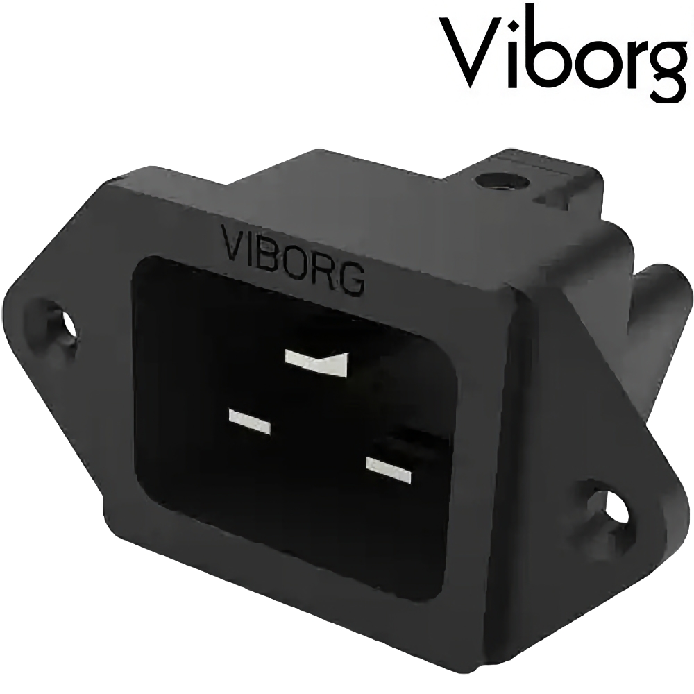 Viborg VI20R 20A, IEC, C20 Inlet socket Pure Copper, Rhodium-plated