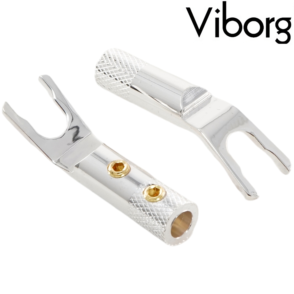 VS702S: Viborg Spade Connector Pure Copper, Silver-plated (2 pairs)