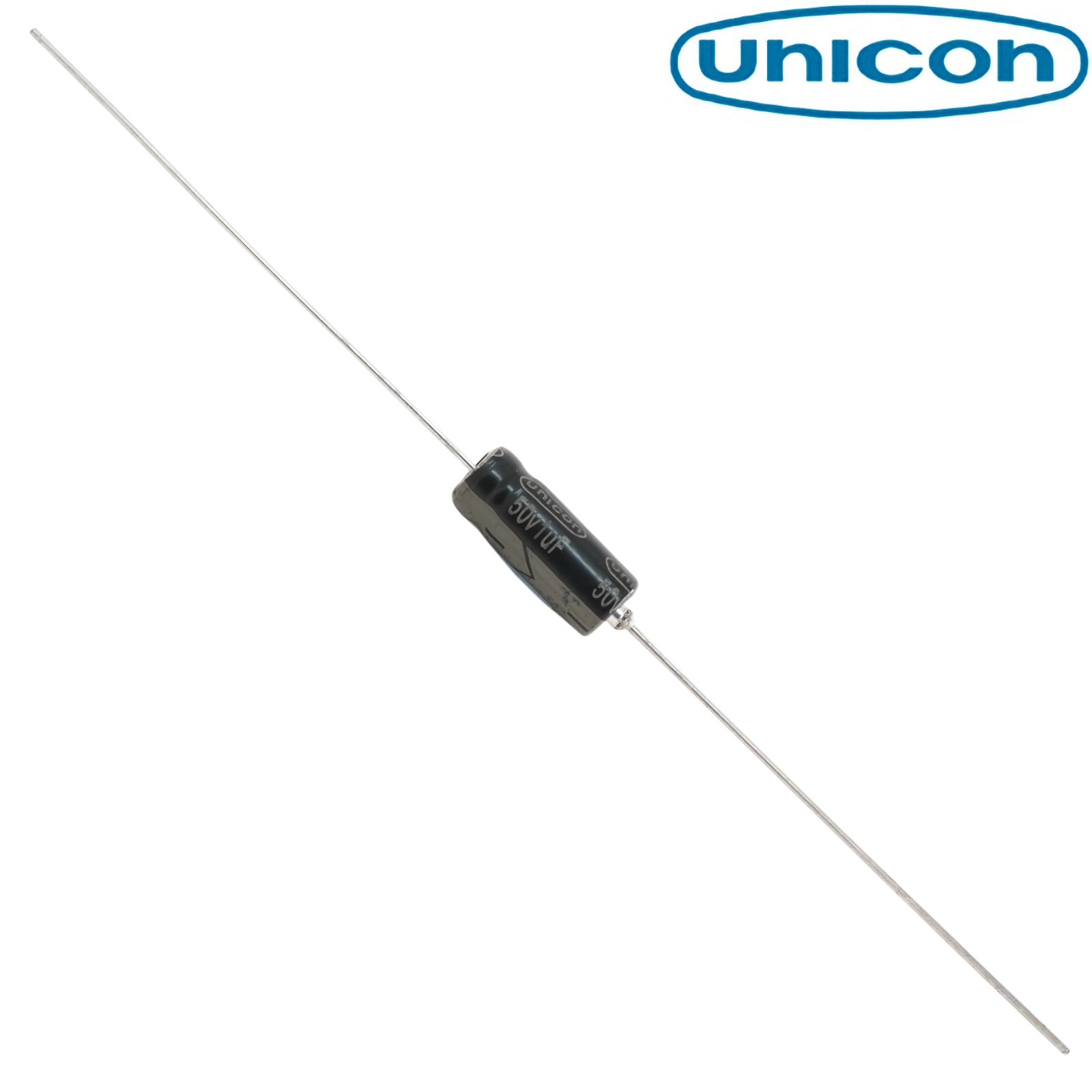 FUT1H1R0M: 1uF 50Vdc Unicon Axial Electrolytic Capacitor