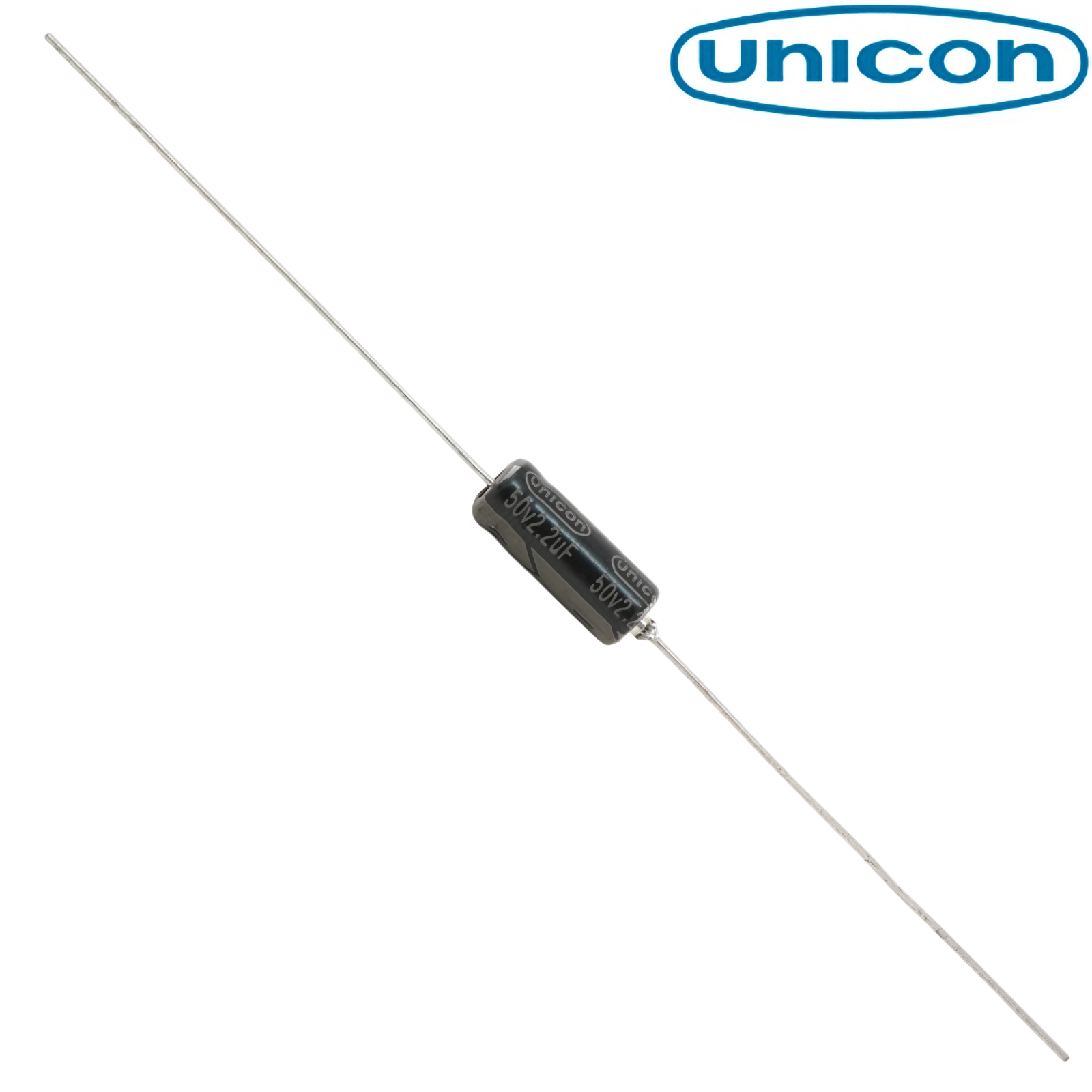 FUT1H2R2M: 2.2uF 50Vdc Unicon Axial Electrolytic Capacitor