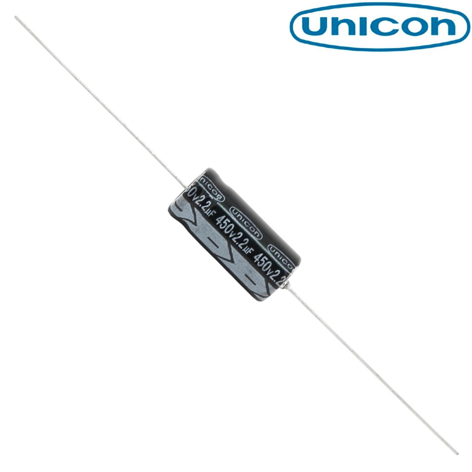 FUT2W2R2M: 2.2uF 450Vdc Unicon Axial Electrolytic Capacitor