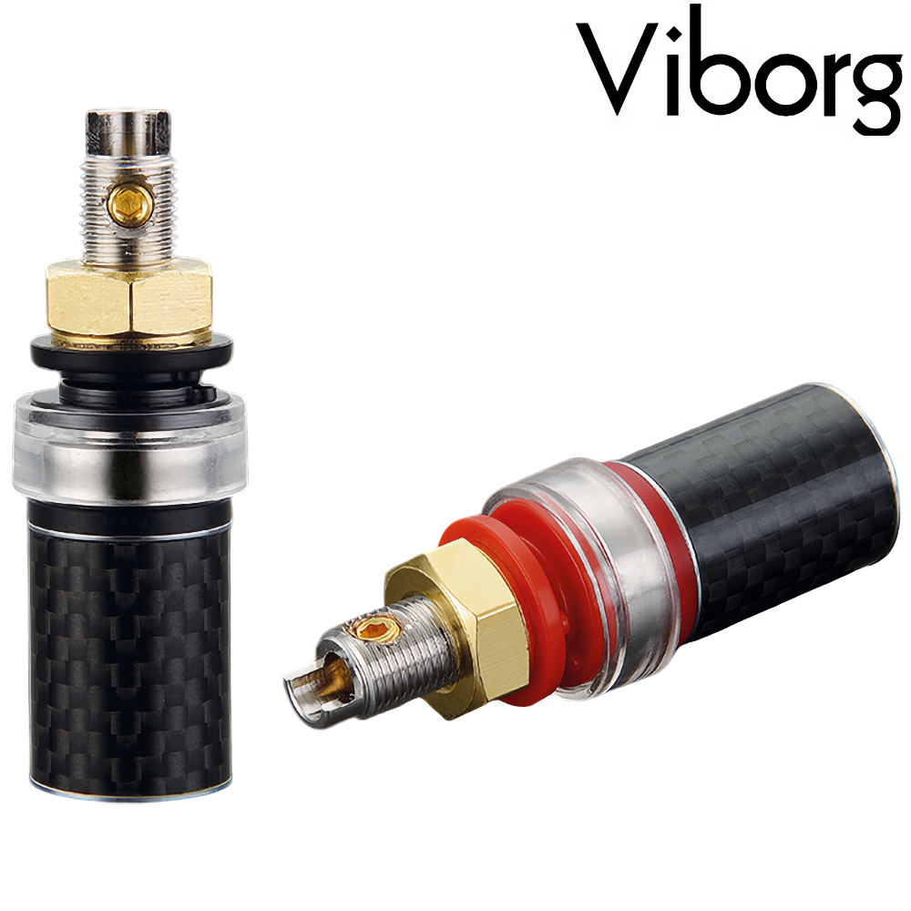 Viborg BP604R Binding post, Carbon fibre, Pure Copper, Rhodium-plated, 45mm