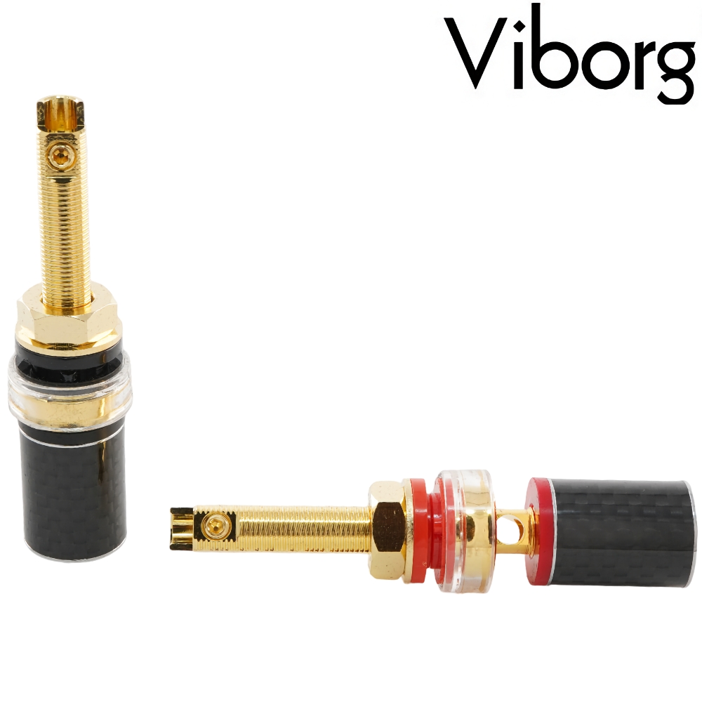 Viborg BP614G Binding post, Carbon fibre,  Pure Copper, Gold-plated, 45mm