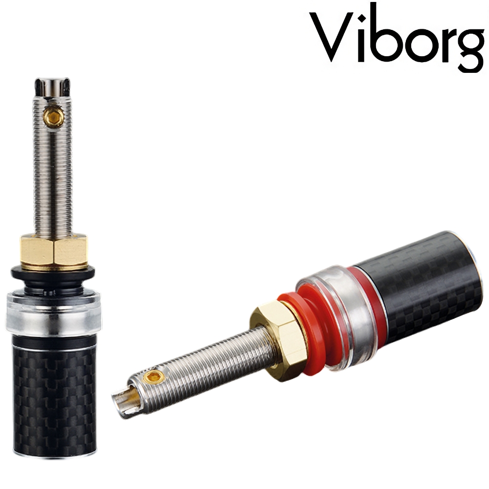 Viborg BP614R Binding post, Carbon fibre, Pure Copper, Rhodium-plated, 45mm