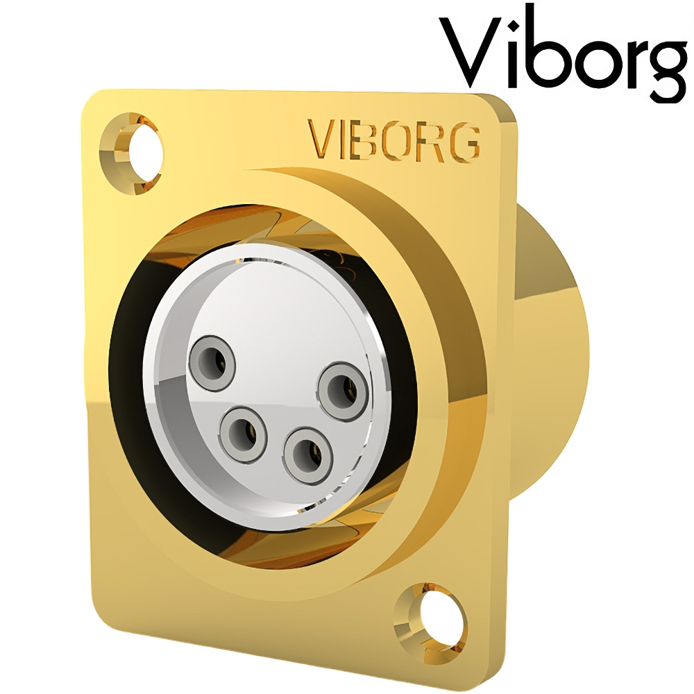 Viborg CF204G Female 4 Pin XLR Socket Gold-plated (Square)