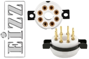 EIZZ EZ-1108 Octal, 8 Pin Chassis Mount Valve Base, Ceramic, Gold Plated, Ring Fixing