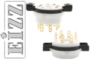 EIZZ EZ-1108C Octal, 8 Pin Chassis Mount Valve Base, Ceramic, Gold Plated, Ring Fixing, PCB tags