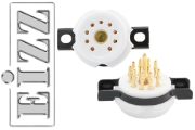 EIZZ EZ-1109 B9A, 9 Pin Chassis Mount Valve Base, Ceramic, Gold Plated, Ring Fixing