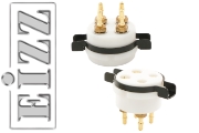 EIZZ EZ-1204A UX4, 4 Pin Chassis Mount Valve Base, Teflon, Gold Plated, Ring Fixing