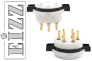 EIZZ EZ-1206 UX6, 6 Pin Chassis Mount Valve Base, Teflon, Gold Plated, Ring Fixing