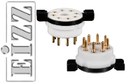 EIZZ EZ-1208 Octal, 8 Pin Chassis Mount Valve Base, Teflon, Gold Plated, Ring Fixing