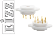 EIZZ EZ-1208C B8B, 8 Pin Chassis Mount Valve Base, One piece Teflon, Gold Plated 