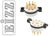 EIZZ EZ-1208A Octal, 8 Pin Chassis Mount Valve Base, Teflon, Gold Plated, Ring Fixing