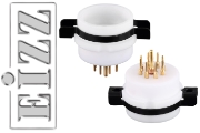 EIZZ EZ-1208B 8 Pin Chassis Mount Valve Base, Teflon, Gold Plated, Ring Fixing