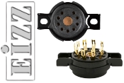 EIZZ EZ-1309 B9A, 9 Pin Chassis Mount Valve Base, Composite Plastic, Gold Plated, Ring Fixing