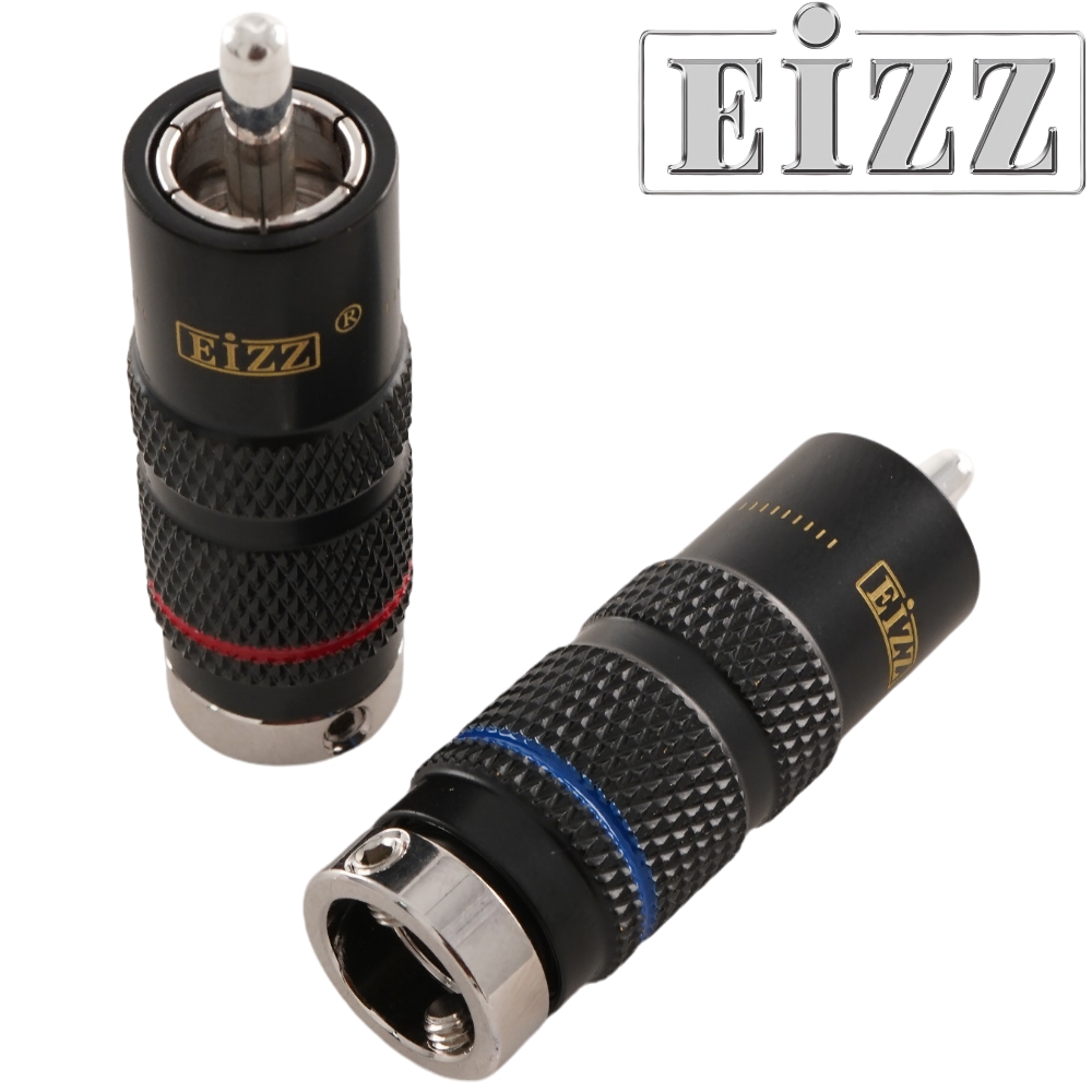 EIZZ EZ-201 RCA Connectors, Silver Plated, Black Shell