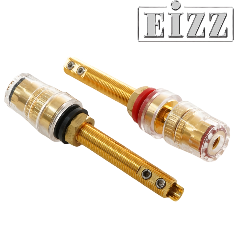 EZ-403: EIZZ Binding Posts, Brass, Gold Plated, Long (1 pair)