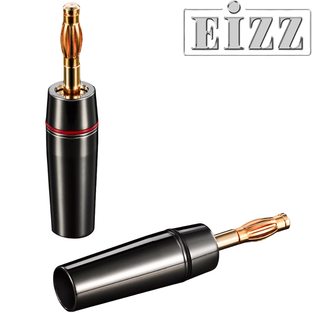 EZ-505: EIZZ Banana Plugs, Beryllium Copper, Gold Plating (1 pair)