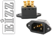 EIZZ EZ-7010 IEC Socket, Gold Plated - Solder/Screw