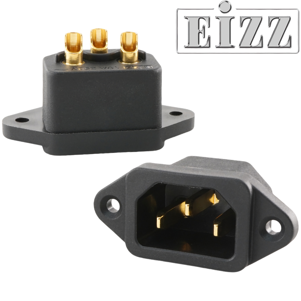 EZ-7010A: EIZZ IEC Socket, Gold Plated, solder only 