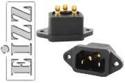 EIZZ EZ-7010A IEC Socket, Gold Plated - Solder